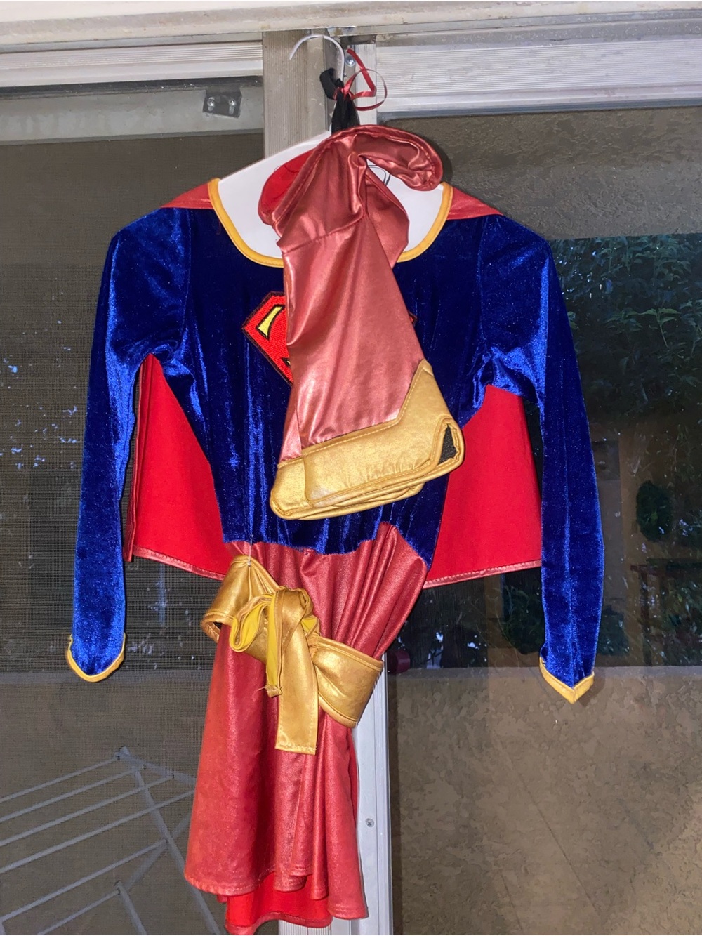 Girls' Super Girl Blue & Red Superhero Costume with Gold Accents with boots sz 5